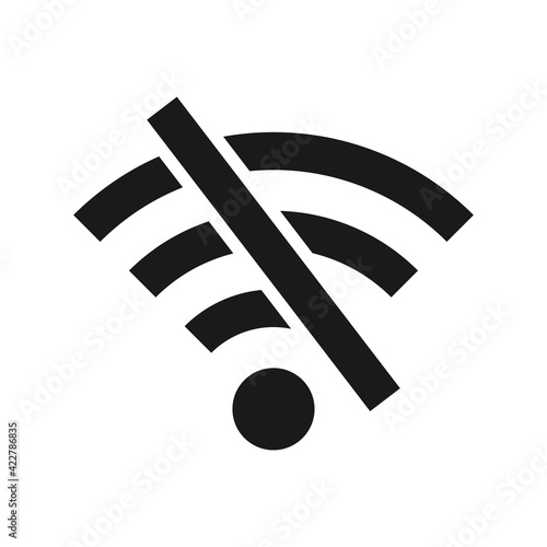 Offline wifi icon. Disconnected wireless network pictogram. No signal. Wireless technology symbol. Vector isolated on white background