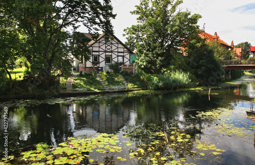 River Tuga in Nowy Dwor Gdanski. Poland