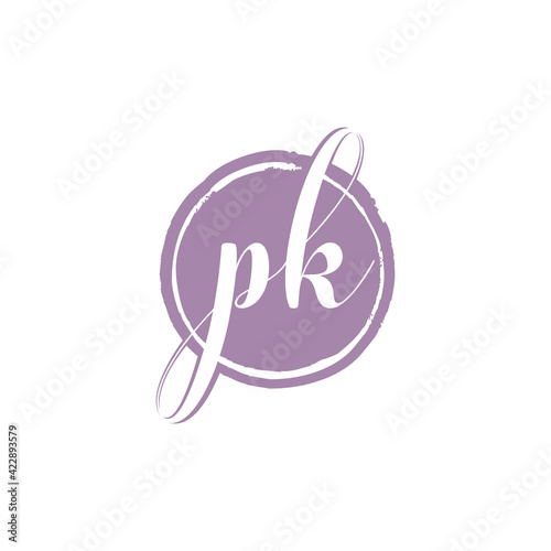 PK Initial handwriting logo vector
