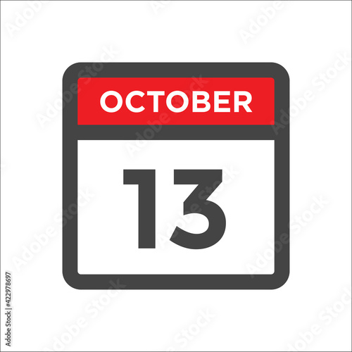 October 13 calendar icon with day of month