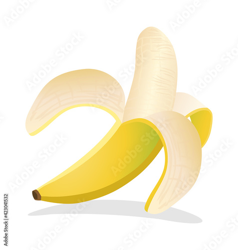 Half pealed banana vector illustration