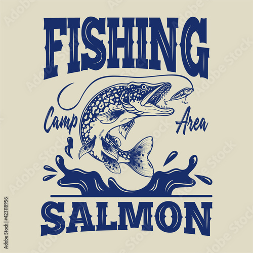 fishing illustration or t-shirt design concept