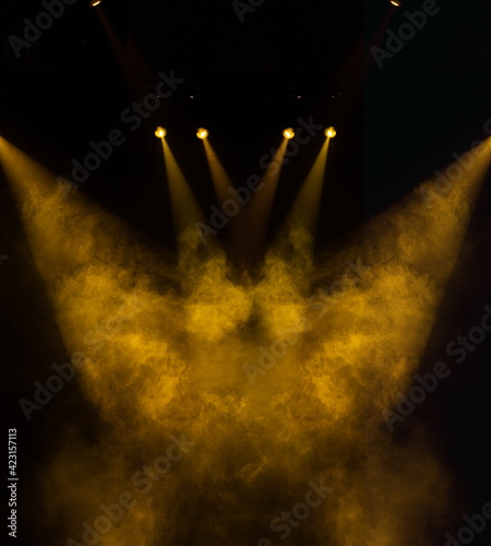 Theater and concert stage, colored smoke in stage light 