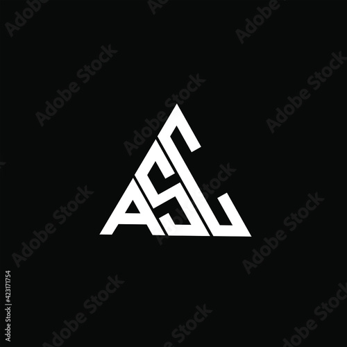 A S C letter logo creative design on black color background. ASC icon