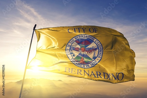 San Bernardino of California of United States flag waving on the top