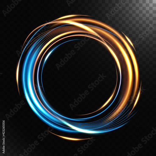 Abstract colorful luminous swirling, isolated on dark background. Vector Illustration