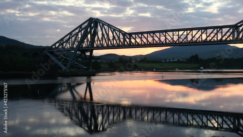 Steel bridge at sunrise