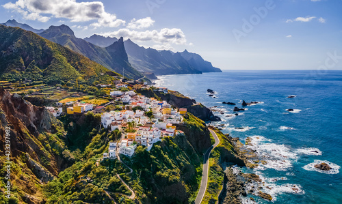 Landscape with coastal village at Tenerife, Canary Islands, Spain