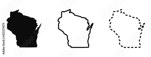 Wisconsin state isolated on a white background, USA map