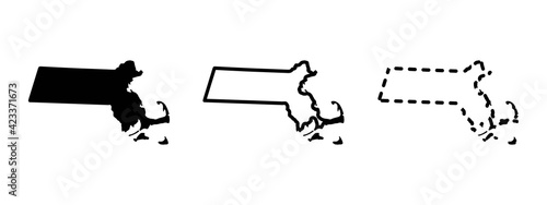 Massachusetts state isolated on a white background, USA map