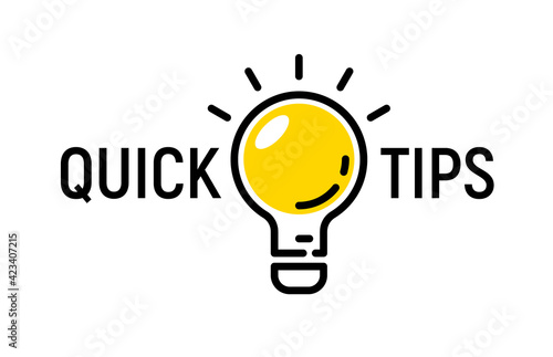 Quick tip hint vector icon bulb. Fact tip idea line icon logo guide