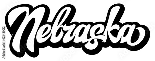 Calligraphic lettering Nebraska on the white background
