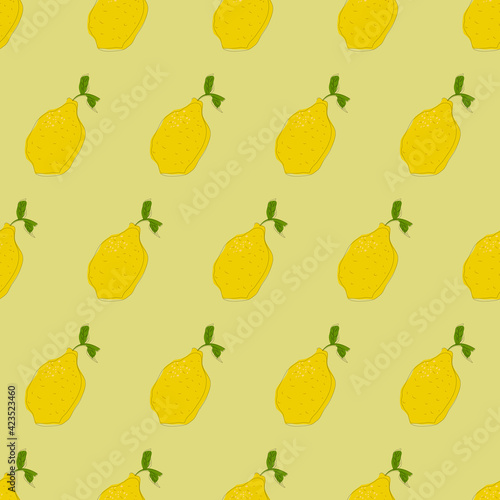 Seamless Abstract Lemon Pattern. Vector Seamless Yellow Lemon Pattern. Yellow Wallpaper And Lemons.