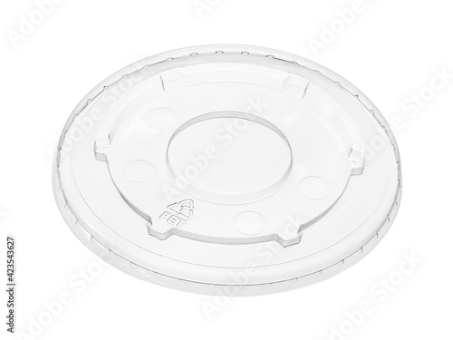 Plastic drinking cup cover lid disposable (with clipping path) isolated on white background