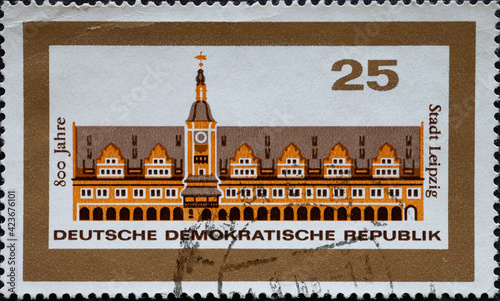 GERMANY, DDR - CIRCA 1965 : a postage stamp from Germany, GDR showingthe building: Old Town Hall in Leipzig. 800 years of the city