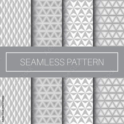 Seamless 3D Triangular Pattern Collection in Monochrome Color