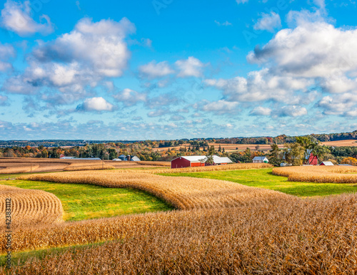 Fall Corn fields Baraboo Hills Wisconsin