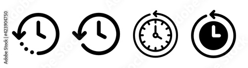 History past events vector icon isolate on white background. Clock go back in time.