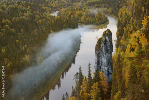Viewpoint That Calls Devil's Finger on Usva River in Ural Mountains. Perm Region, Russia.