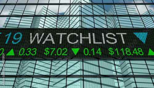 Watch List Stock Market Ticker Tracker Companies Shares Prices 3d Illustration
