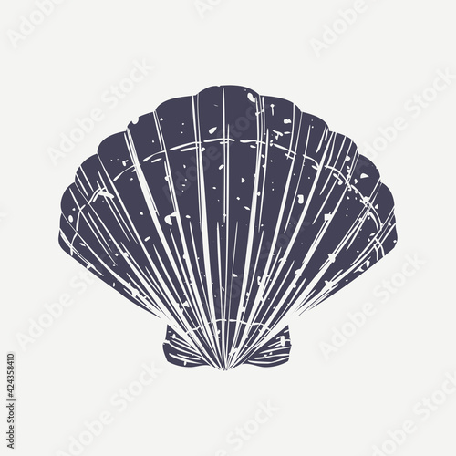 Muted navy seashell in cartoon illustration