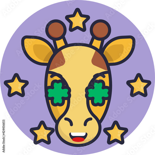 Giraffe Emoji Icons. Vector Illustrations