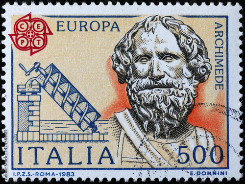 Archimedes of Syracuse portrait on italian postage stamp