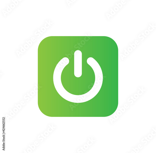 Power, Turn on switch, green start button icon vector illustration. 