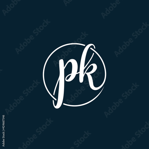 PK Initial handwriting logo vector