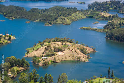 Landscape of the reservoir of Peñol and Guatapé located in Antioquia (Colombia)