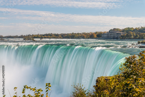 Close view of a top of Horseshoe Falls, a part of Niagara Falls