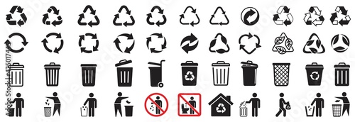 trash can icon and Recycle icons set, Trash bin, Vector illustration