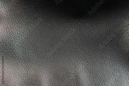 Macro photography of a black leather texture. A close-up image that shows the details and patterns of the material