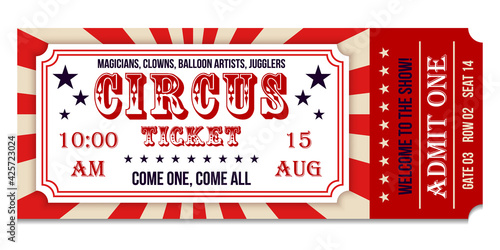 Circus ticket. Vector Image. Horizontal circus ticket. 