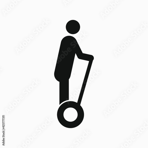 Two wheeled self balancing personal transported vector icon. Urban transportation.