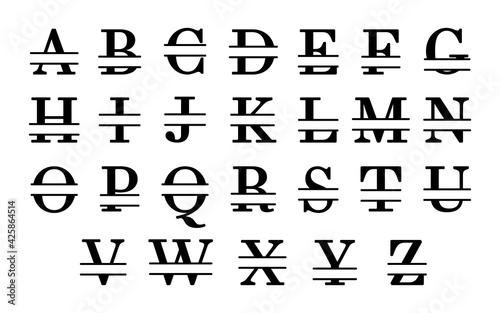 Split monogram alphabet, Split monogram font, Split letters, Family monogram, Initial monogram