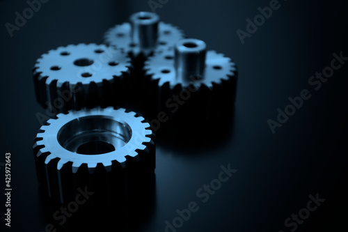 Gear metal wheels. Free space for text