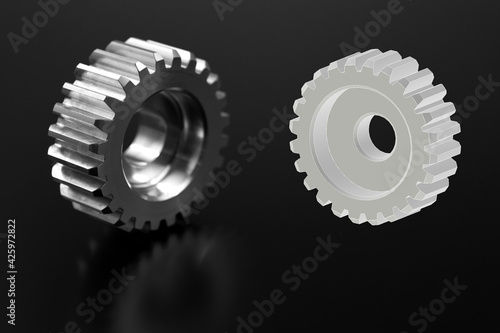 Gear metal wheels. Free space for text