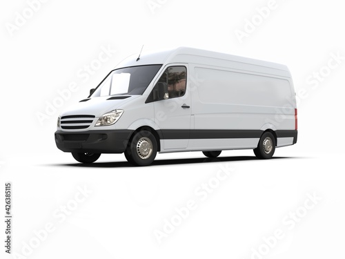 White Commercial Delivery Truck isolated on White Background