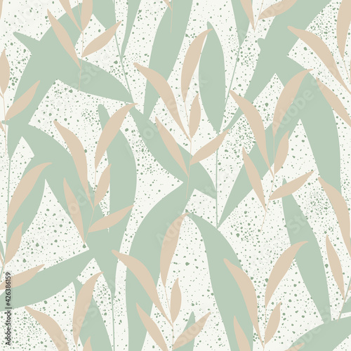 Trendy seamless botanical pattern. Contemporary background with floral minimalist shapes. Modern vector illustration perfect for prints, fabric, wrapping paper, textile, wallpaper.