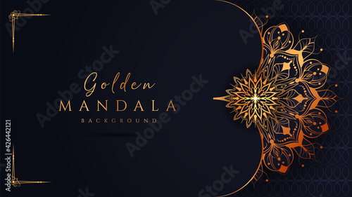 Luxury Mandala design background with golden arabesque pattern Arabic Islamic east style. Ornamental luxury mandala design