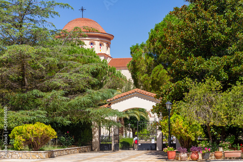 Entrance to the Monastery of Saint Gerasimos on the island of Kefalonia, Greece