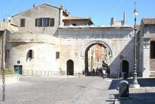 The triumphal Arch of Augustus in Fano, region Marche (Italy)