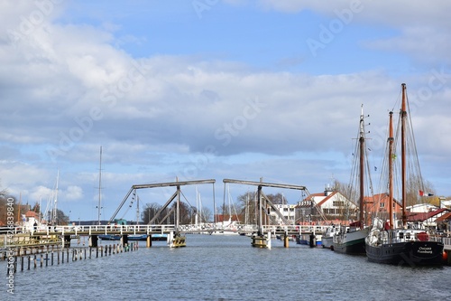 Ancient flap bridge in Wiek near Greifswald, Germany