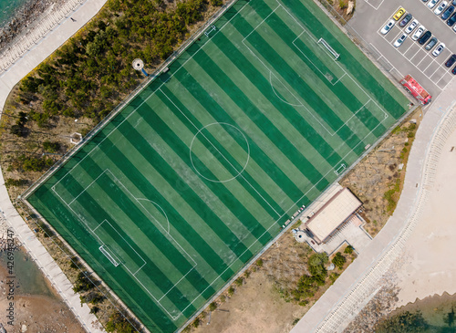 Football field on the reef of Qingdao Island, China