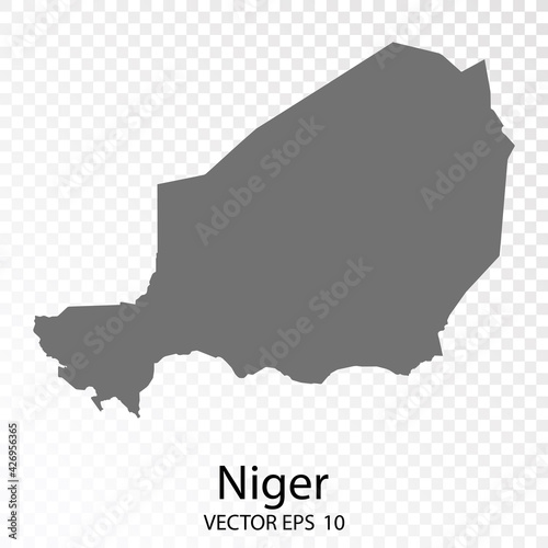 Transparent - High Detailed Grey Map of Niger. Vector Eps10.