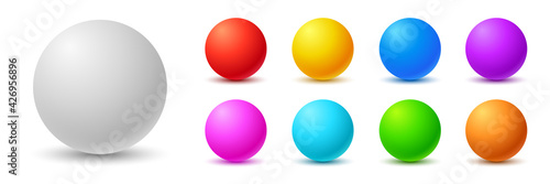 Colorful balls. 3d ball. Set of glossy spheres and balls on a white background with a shadow. Vector illustration
