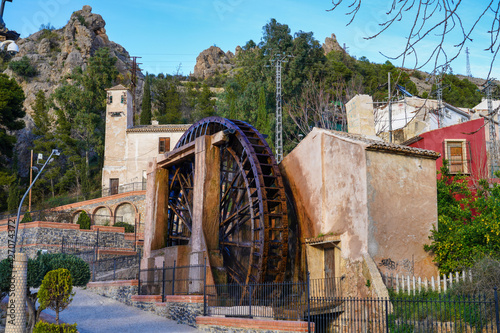 Ancient arabic mill, water noria at Abaran village in Murcia region Spain Europe