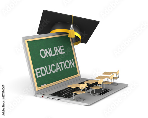 online education on white background. Isolated 3D illustration