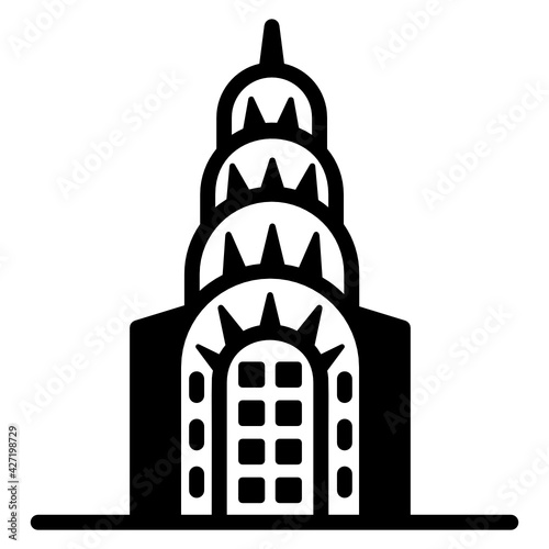  Well designed solid style icon of chrysler building